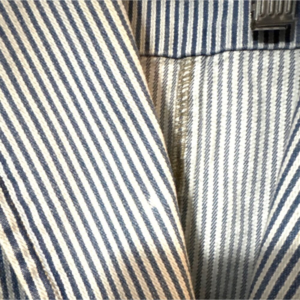 Robert Talbott Blue & White Striped Blazer Jacket L Cotton Blend Womens Tailored - Picture 9 of 9